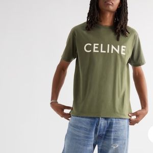 ✨️ Sale! Celine Men's Khaki Logo T-shirt